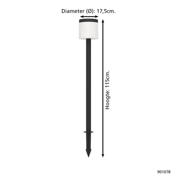 EGLO Pantete Solar Priklamp Buiten - LED - 115 cm - Zwart/Wit