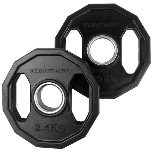 Tunturi Olympische Halterschijf - Halter gewichten - 2x 2,50 kg - 50mm - Rubber - Incl. gratis fitness app