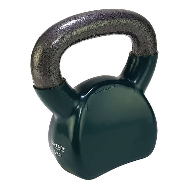 Tunturi Kettlebell - Gewicht 8kg - Groen - Vinyl - Incl. gratis fitness app