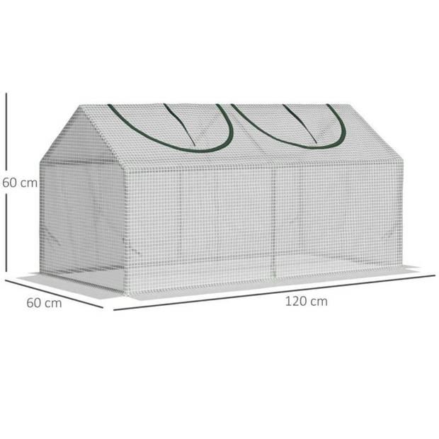 Broeikas - Foliekas - Kweekkas - Tuinkas - Kweektent - Kas - Wit - 120 x 60 x 60