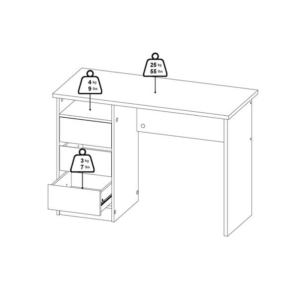 FunctionPlus bureau 3 laden wit.