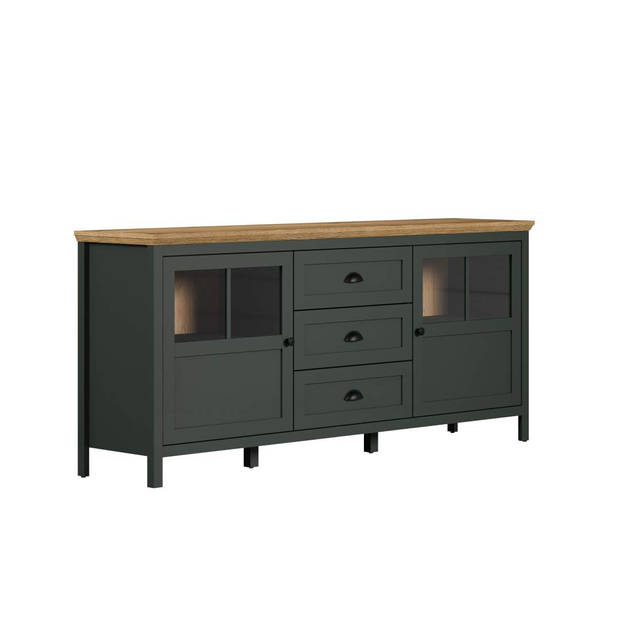 Stanton dressoir groen, eik decor.