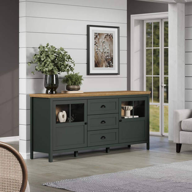 Stanton dressoir groen, eik decor.