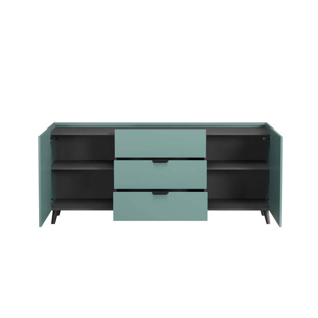 Melton dressoir blauw, zwart.