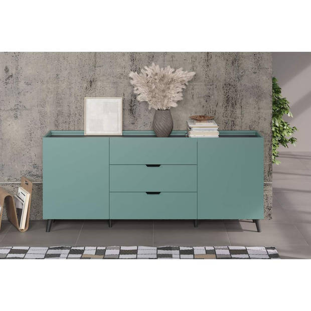 Melton dressoir blauw, zwart.