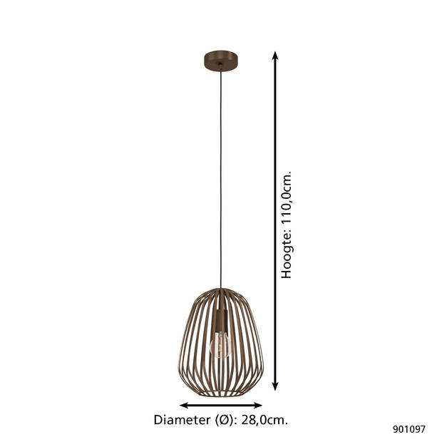 EGLO Espinal Hanglamp - E27 - Ø 28 cm - Brons - Staal