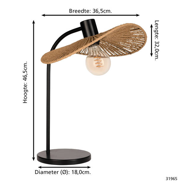 EGLO Siruela Tafellamp - E27 - H 46.5 cm - Papier - Natuur