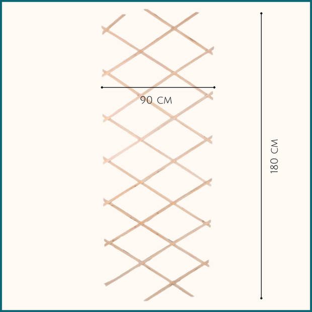 HIXA Klimrek Planten - 2 stuks - Uitschuifbaar - Trellis - Hout - Tuinlatwerk - 180x90cm