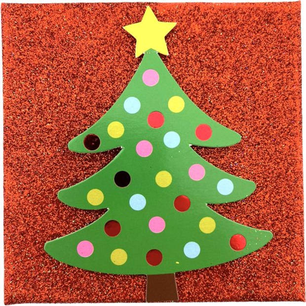 Luxe kerst giftcard geschenkdoos - rood & groen - 10 x 10 x 2,5 cm - 2 Stuks