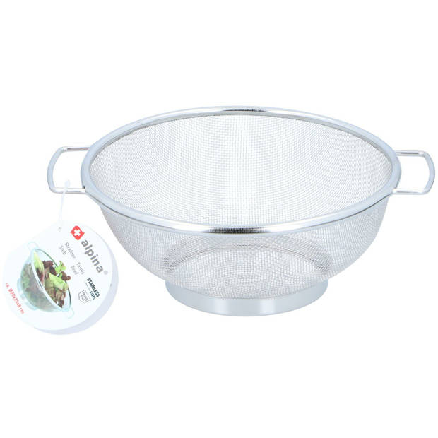 Alpina Keuken vergiet/zeef - RVS - D20 x H8 cm - zilver - Keukenzeefjes