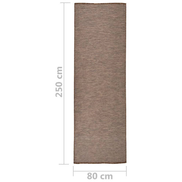 vidaXL Buitenkleed platgeweven 80x250 cm bruin