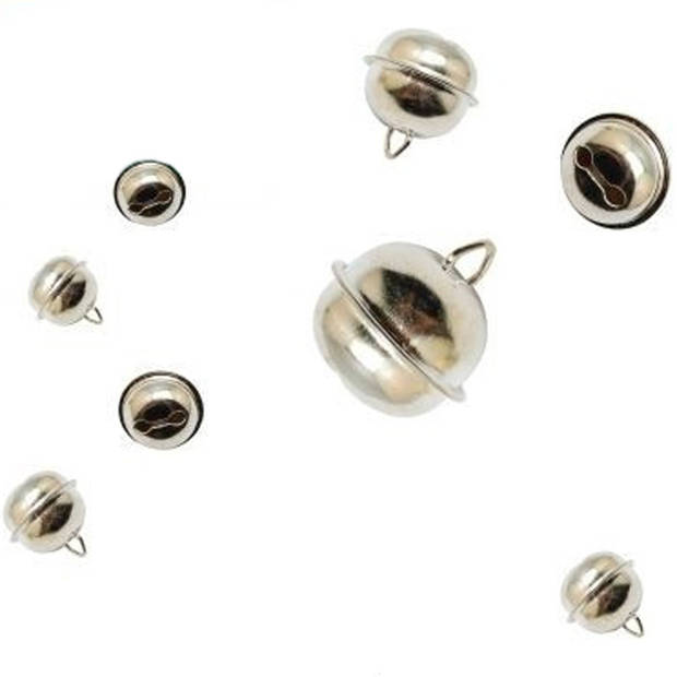 14x Kerst belletjes zilver 14 mm - Hobbydecoratieobject