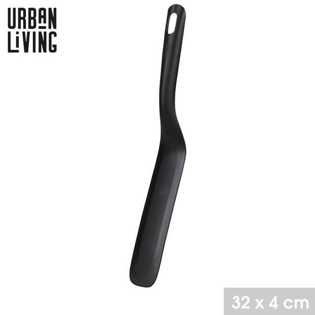 Urban Living Bakspatel - zwart - kunststof - 30 cm - Keukengerei - eieren/pannenkoeken bakken - Keukengerei