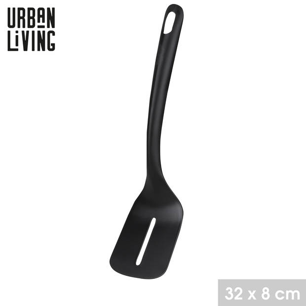 Urban Living Bakspatel - zwart - kunststof - 30 cm - Keukengerei - eieren/pannenkoeken bakken - Keukengerei