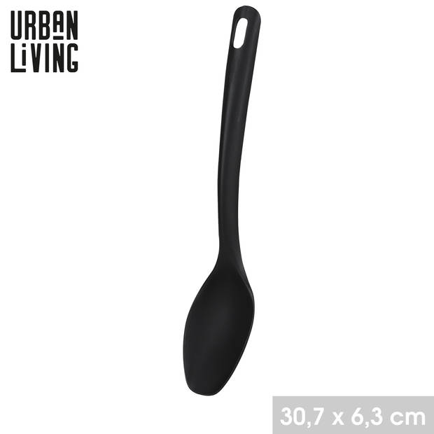 Urban Living Voedsel opscheplepel - zwart - kunststof - 30 cm - Keukengerei - Keukengerei