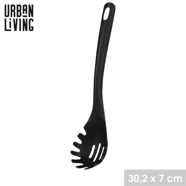 Urban Living Pasta opscheplepel - zwart - kunststof - 30 cm - Keukengerei - Keukengerei