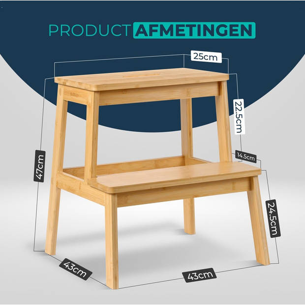 Opstapje - Opstapje Hout - Krukje Bamboe - Opstapkrukje Kind - Opstapje Toilet WC Keuken - WC Opstapje Kind Keukentrapje