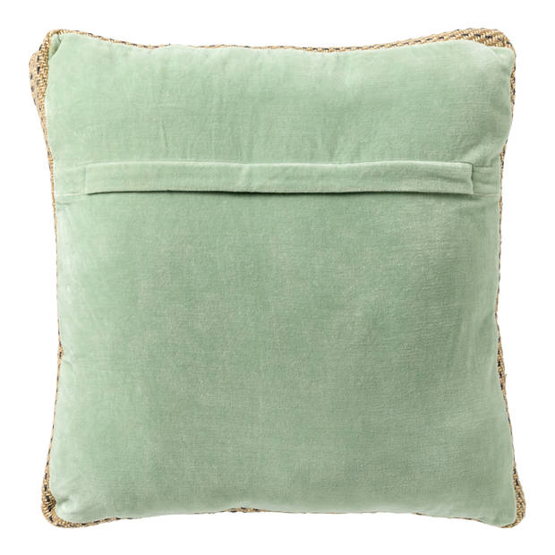 Dutch Decor - MANOE - Sierkussen 45x45 cm - effen kleur - met rand van jute - Cameo Green - licht groen