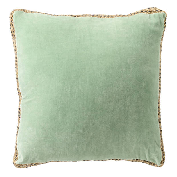 Dutch Decor - MANOE - Sierkussen 45x45 cm - effen kleur - met rand van jute - Cameo Green - licht groen