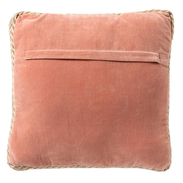 Dutch Decor - MANOE - Sierkussen 45x45 cm - effen kleur - met rand van jute - Muted Clay - roze