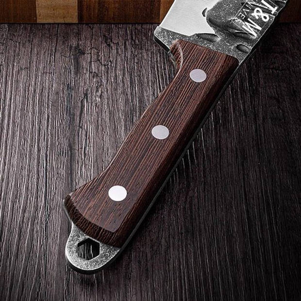 T&M Knives Hakmes Speciaal Koksmes Gehamerd Staal Incl. Giftbox
