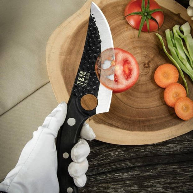 T&M Knives Professioneel Koksmes Vlijmscherp van RVS Japans Ergonomisch Handvat Zwart 27CM