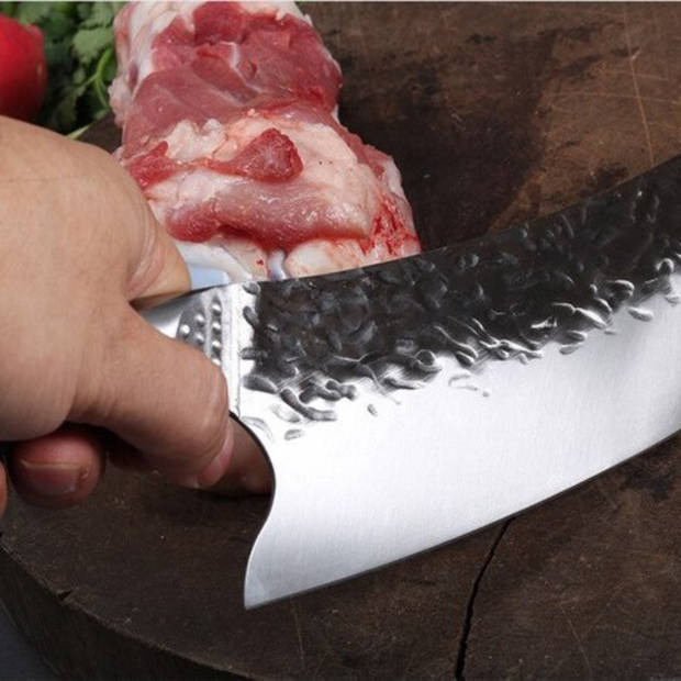 T&M Knives Vleesmes Koksmes Professioneel RVS Incl. Lederen Cover en Cadeaubox