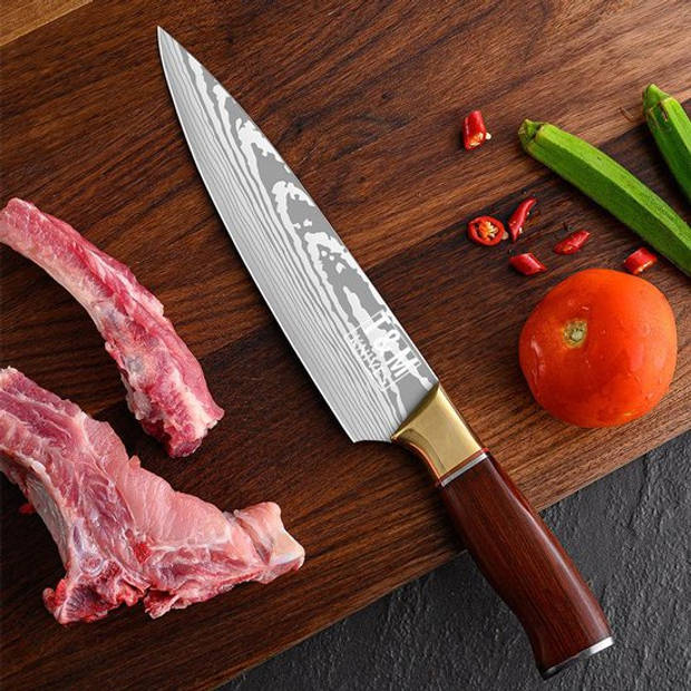 T&M Knives Vleesmes Krystofs Prachtig Japans Koksmes Vlees Van Hard Staal Inclusief Giftbox 20cm Lemmet