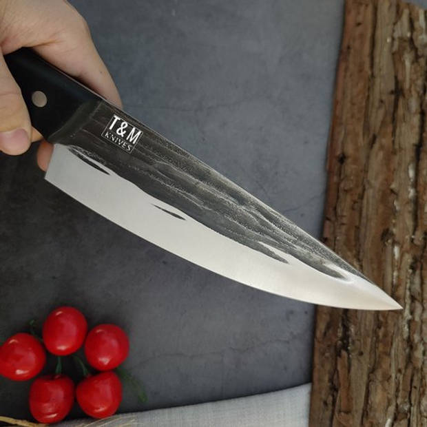 T&M Knives Koksmes Torgnys Premium Geschaafd En Gehamerd Staal Met Cadeaubox en Beschermhoes 30cm