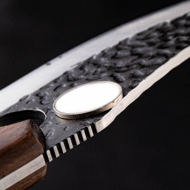 T&M Knives Hakmes Gehamerd Met Lasergat Met Lederen Hoes En Luxe Giftbox