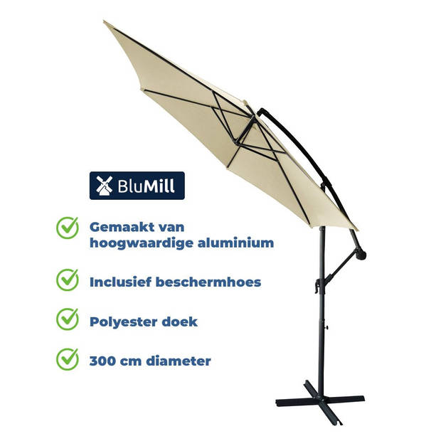 BluMill Zweefparasol Beige/Taupe