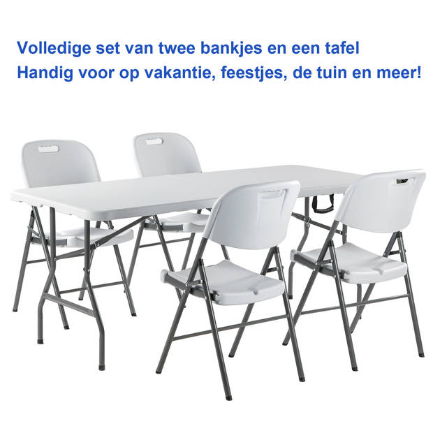 Bardi Witte Inklapbare Campingtafel 180x75 cm inclusief Tijger rok