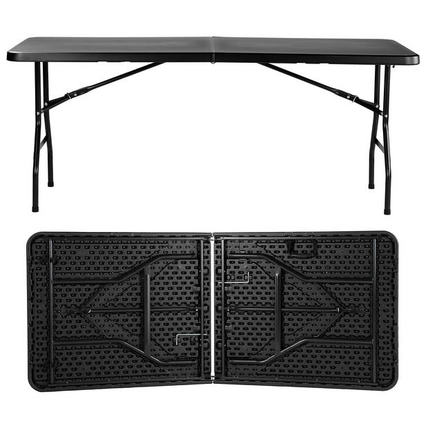 Bardi Zwarte Inklapbare Campingtafel 180x75 cm inclusief Tijger rok