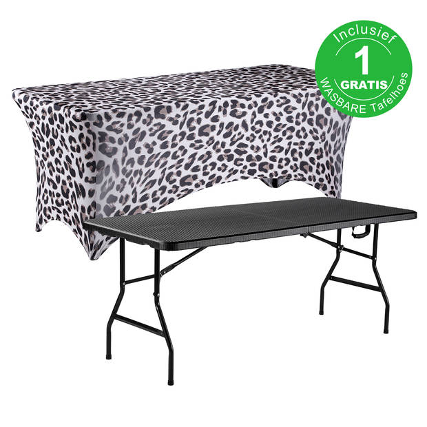 Bardi Rotan Inklapbare Campingtafel 180x75 cm inclusief Tijger rok