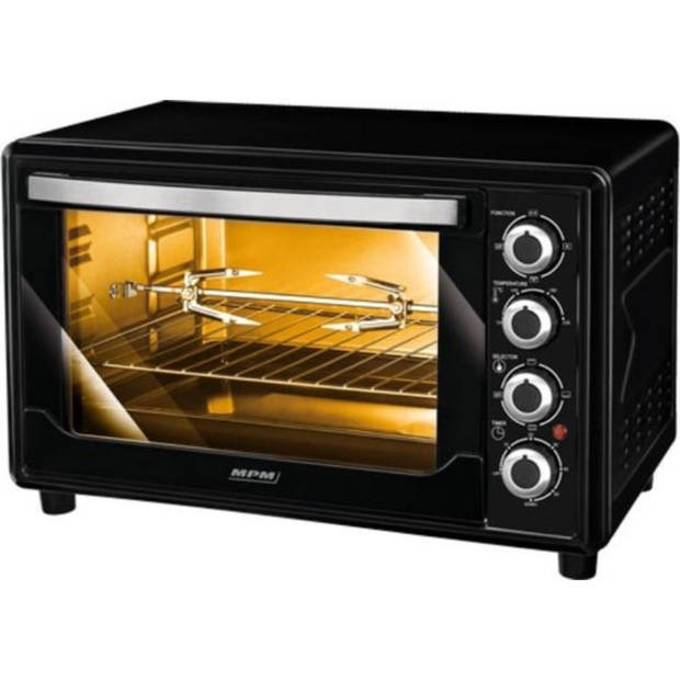 MPM - Vrijstaande Elektrische Oven met Accessoires - 45 Liter - Hete Lucht en Grill - 2000W - Zwart