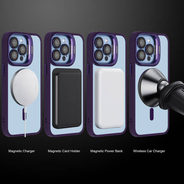 Cadorabo Hoesje geschikt voor Apple iPhone 12 / 12 PRO Case in Paars geschikt voor MagSafe met cameralensbescherming