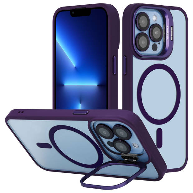 Cadorabo Hoesje geschikt voor Apple iPhone 12 / 12 PRO Case in Paars geschikt voor MagSafe met cameralensbescherming