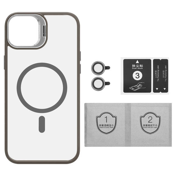 Cadorabo Hoesje geschikt voor Apple iPhone 15 Case in Grijs geschikt voor MagSafe met cameralensbescherming
