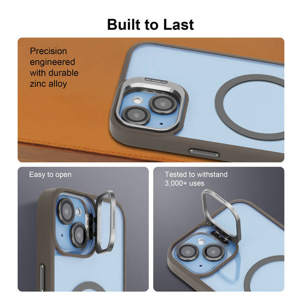 Cadorabo Hoesje geschikt voor Apple iPhone 14 PLUS Case in Grijs geschikt voor MagSafe met cameralensbescherming