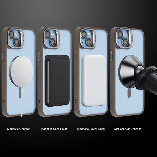Cadorabo Hoesje geschikt voor Apple iPhone 14 Case in Grijs geschikt voor MagSafe met cameralensbescherming