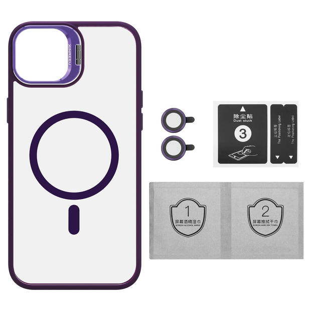 Cadorabo Hoesje geschikt voor Apple iPhone 15 Case in Paars geschikt voor MagSafe met cameralensbescherming