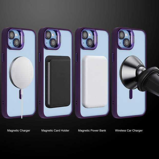 Cadorabo Hoesje geschikt voor Apple iPhone 14 Case in Paars geschikt voor MagSafe met cameralensbescherming