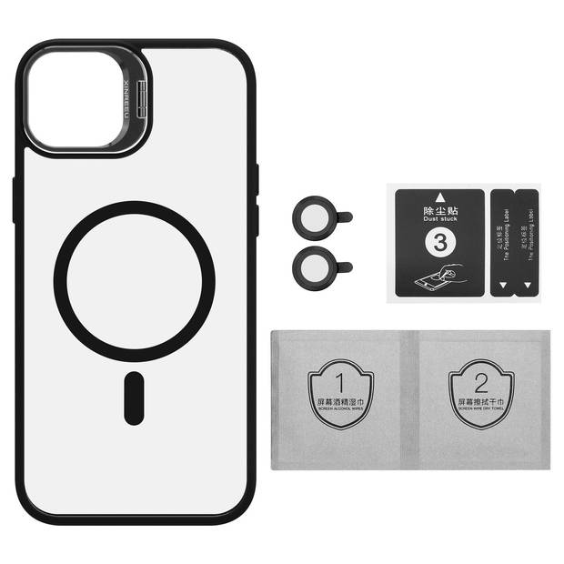 Cadorabo Hoesje geschikt voor Apple iPhone 15 Case in Zwart geschikt voor MagSafe met cameralensbescherming
