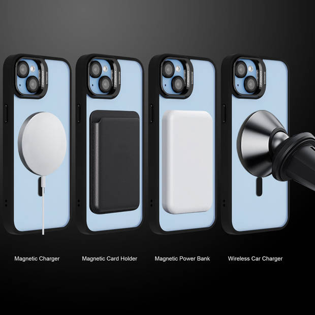 Cadorabo Hoesje geschikt voor Apple iPhone 14 Case in Zwart geschikt voor MagSafe met cameralensbescherming