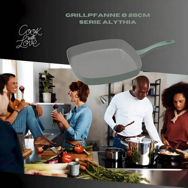 Michelino 28213 - Groene Grillpan - 28 cm - Groen