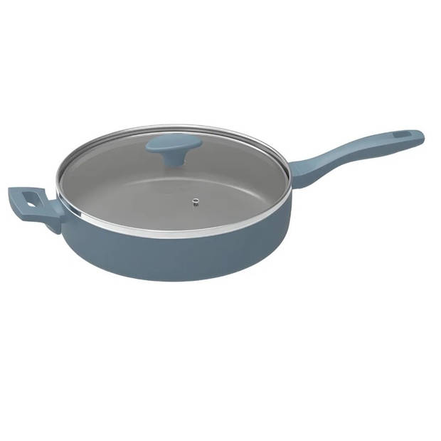 Michelino 28215 - Blauwe Braadpan met deksel - 28 cm - blauw