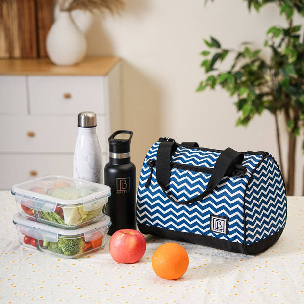 Brisby 4 Laags Geïsoleerde Koeltas - Lunchtas 10 Liter - Zigzag Blauw