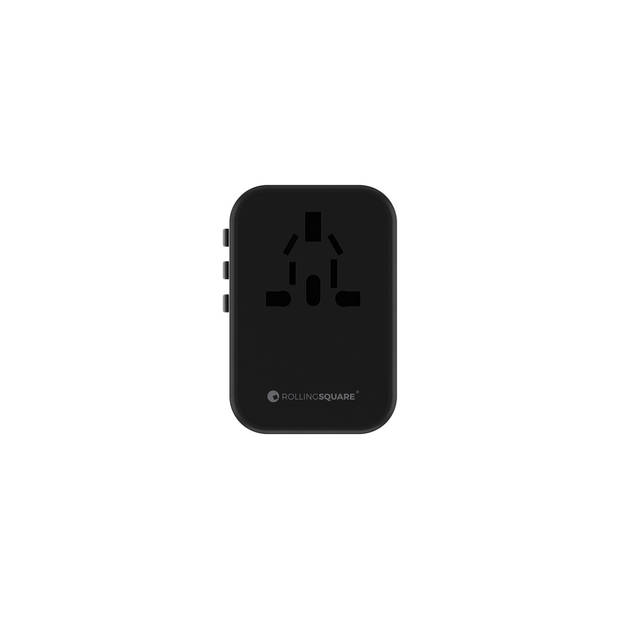 Rolling Square Wereldstekker Travel Adapter l Universele Reisstekker Quick Charger 35.5W - 3 USB en 2 USB-C