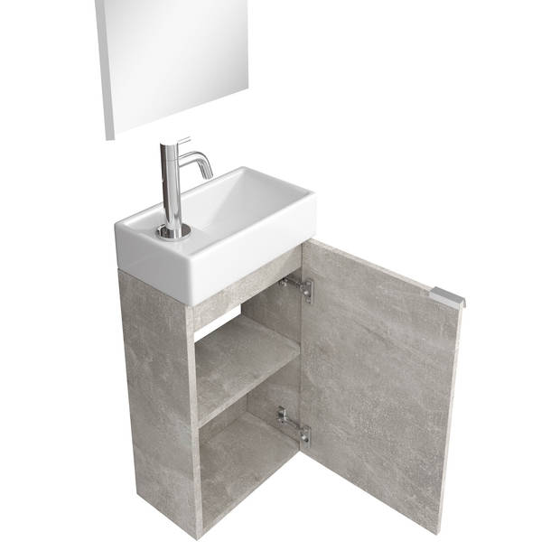 Badplaats Toiletmeubel Apollo 40cm met spiegel - beton grijs