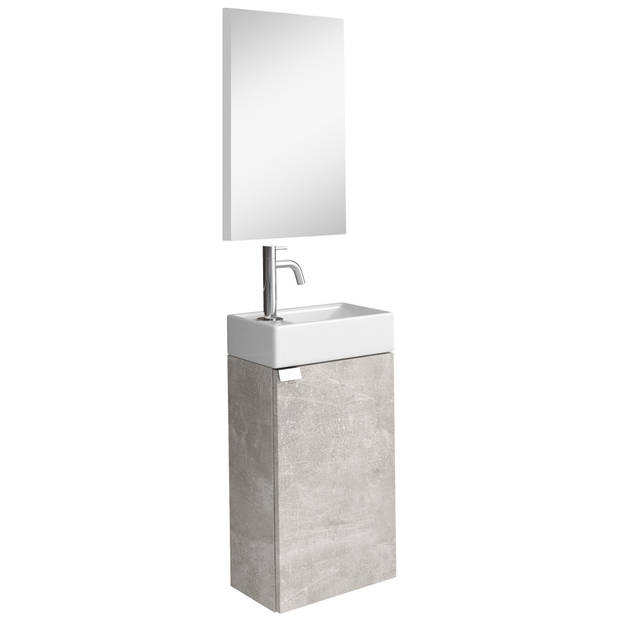 Badplaats Toiletmeubel Apollo 40cm met spiegel - beton grijs